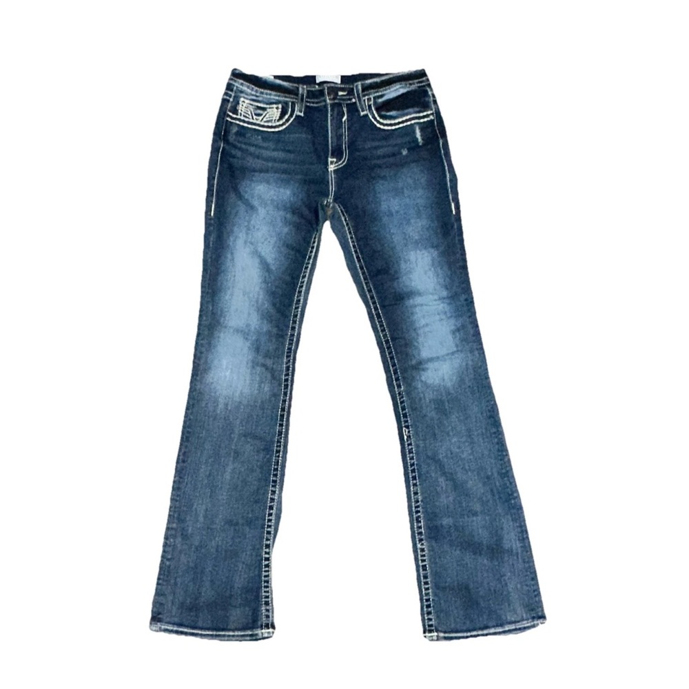 Vigoss Women 31 Kendra Bootcut Jeans Dark Wash Western Cowgirl Rodeo Distressed - Picture 3 of 10
